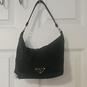 Authentic Damaged Prada Baquette Shoulder Bag - Leather and Nylon